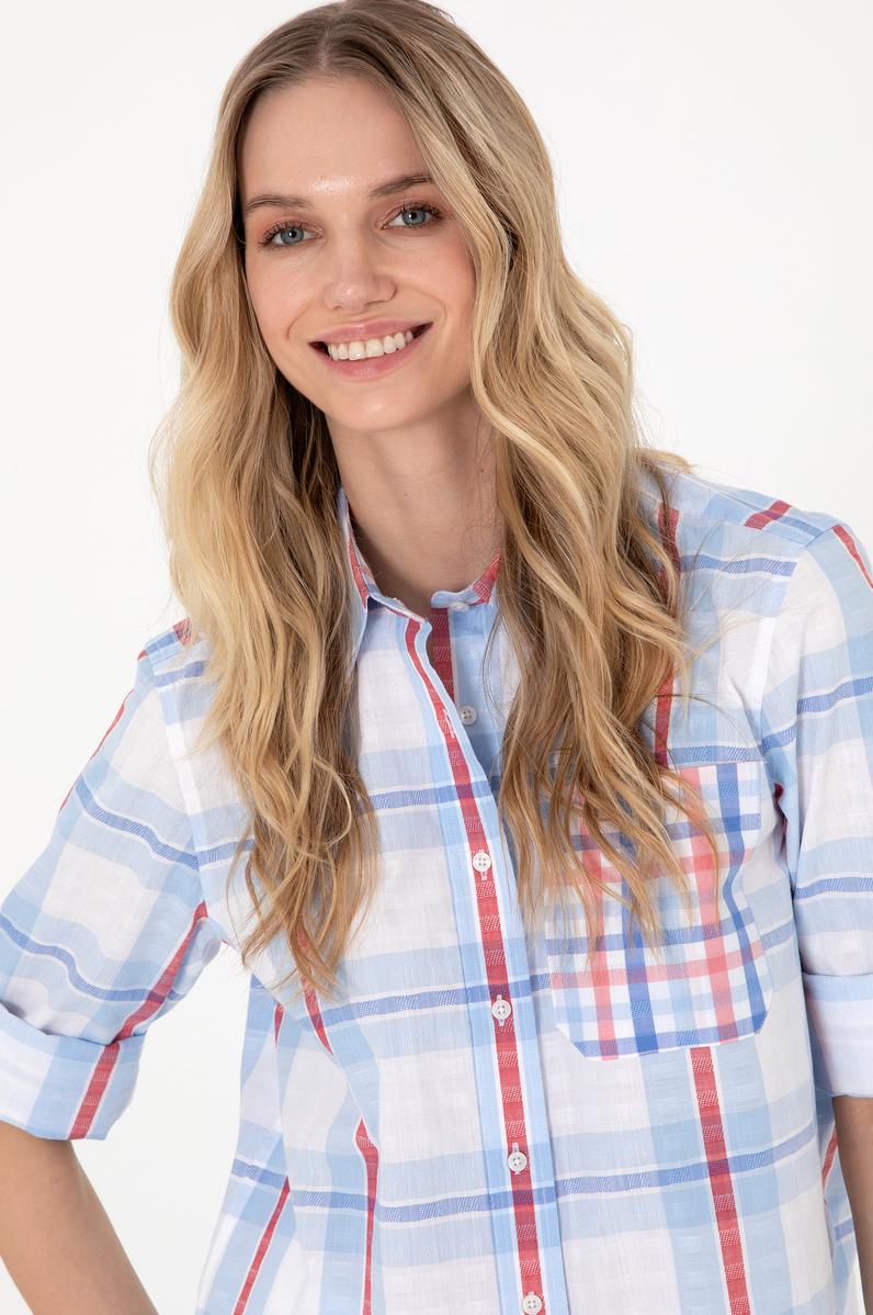 Kadın Açık Mavi Uzun Kollu Tunik Gömlek