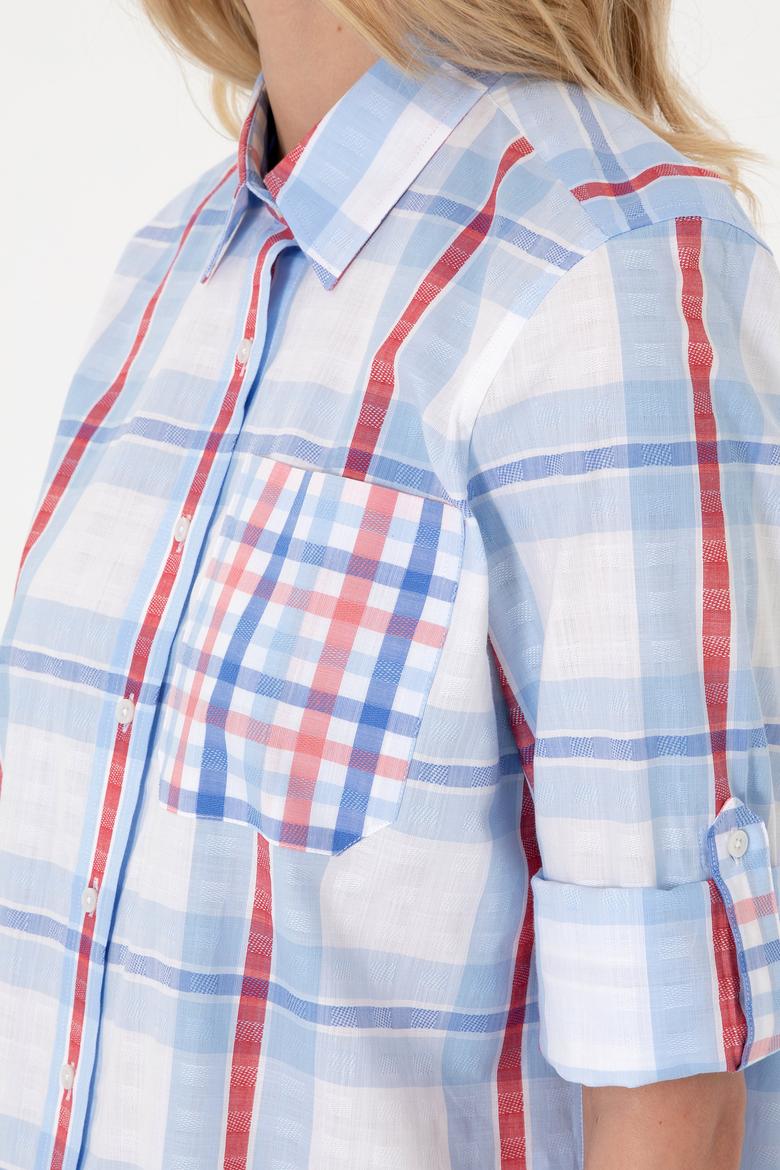 Kadın Açık Mavi Uzun Kollu Tunik Gömlek - 50299591002