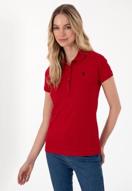 Kadın Kırmızı Basic Polo Yaka Tişört - 50300830212