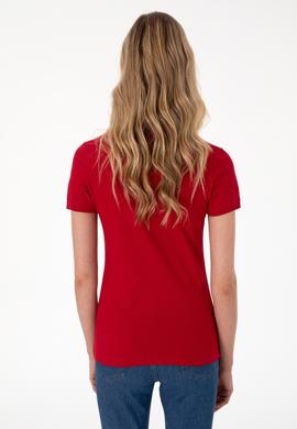 Kadın Kırmızı Basic Polo Yaka Tişört - 50300830212