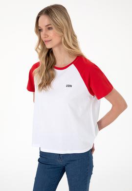 Kadın Kırmızı Bisiklet Yaka Tişört - 50305771004