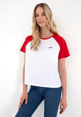 Kadın Kırmızı Bisiklet Yaka Tişört - 50305771004