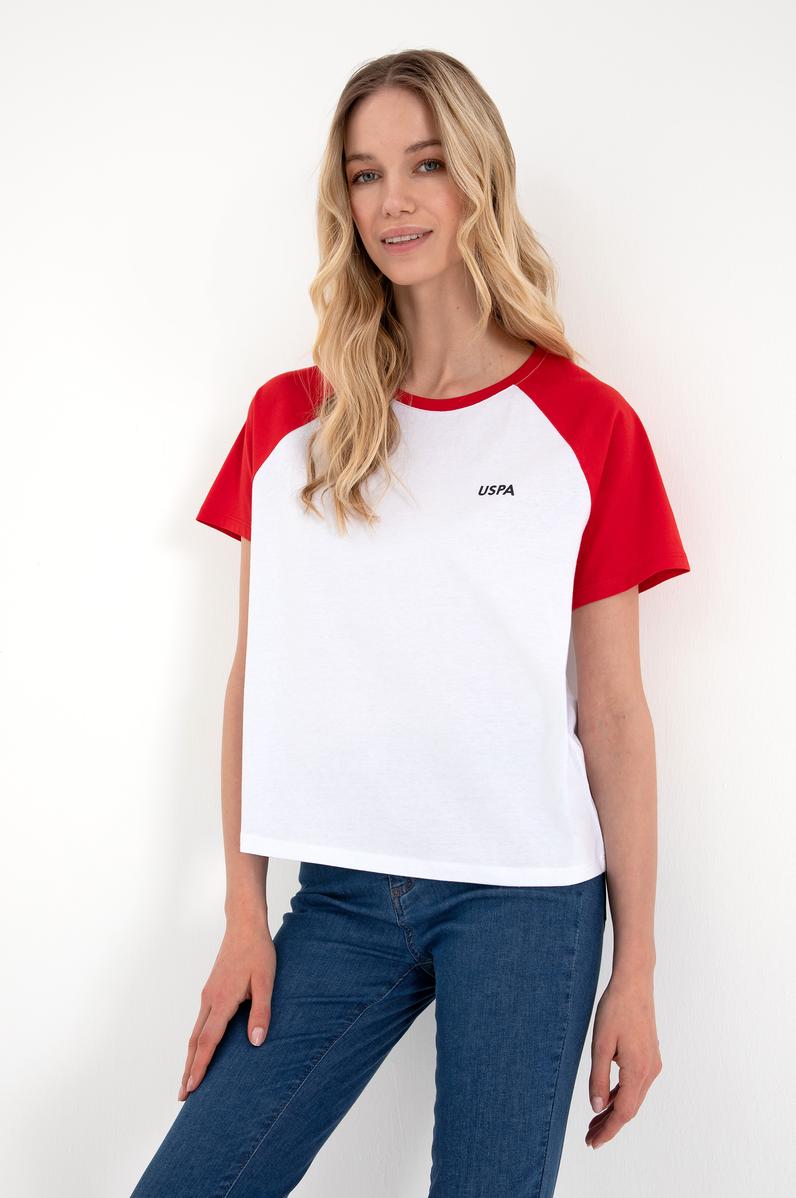 Kadın Kırmızı Bisiklet Yaka Tişört