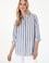 Kadın Lacivert Keten Karışımlı Çizgili Uzun Kollu Tunik  Gömlek