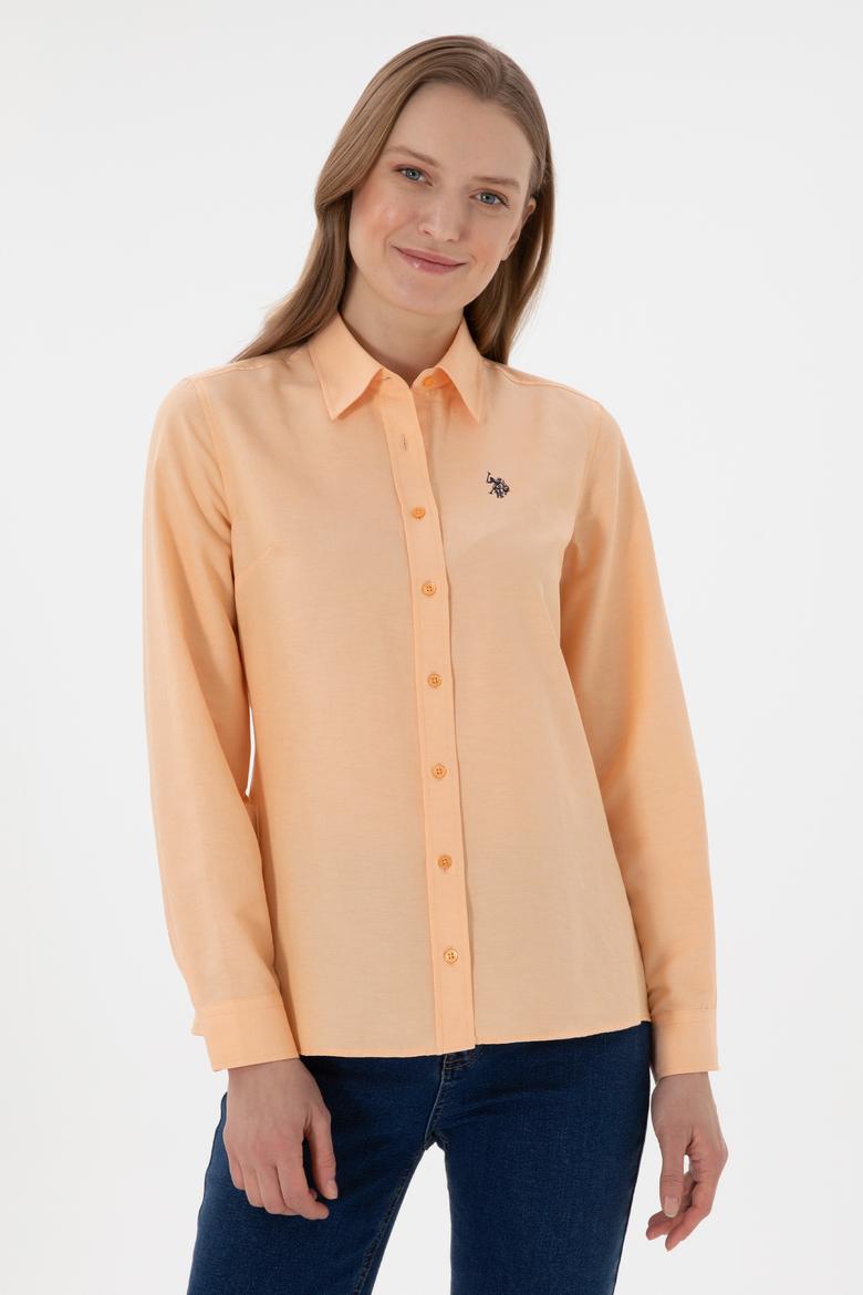 Kadın Turuncu Uzun Kollu Basic Gömlek