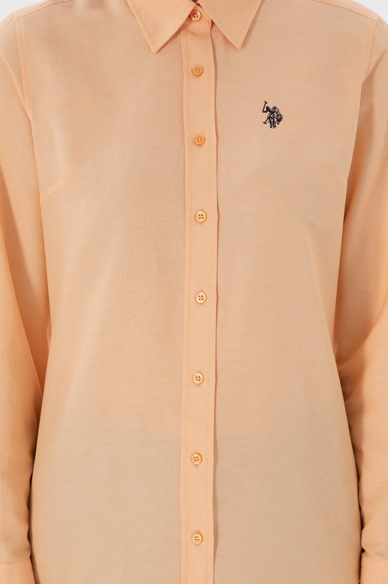 Kadın Turuncu Uzun Kollu Basic Gömlek