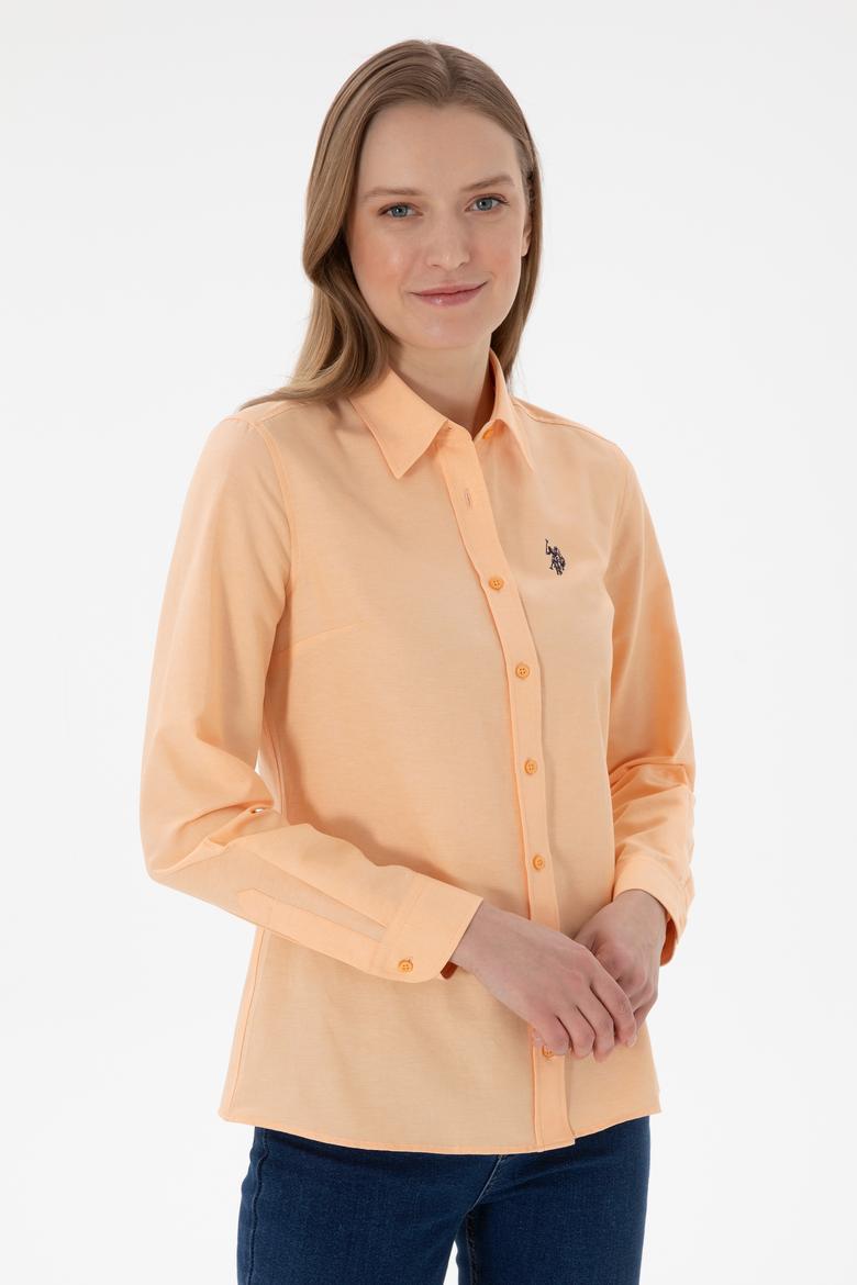 Kadın Turuncu Uzun Kollu Basic Gömlek - 50307726109