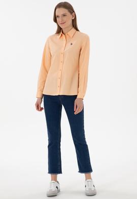 Kadın Turuncu Uzun Kollu Basic Gömlek - 50307726109