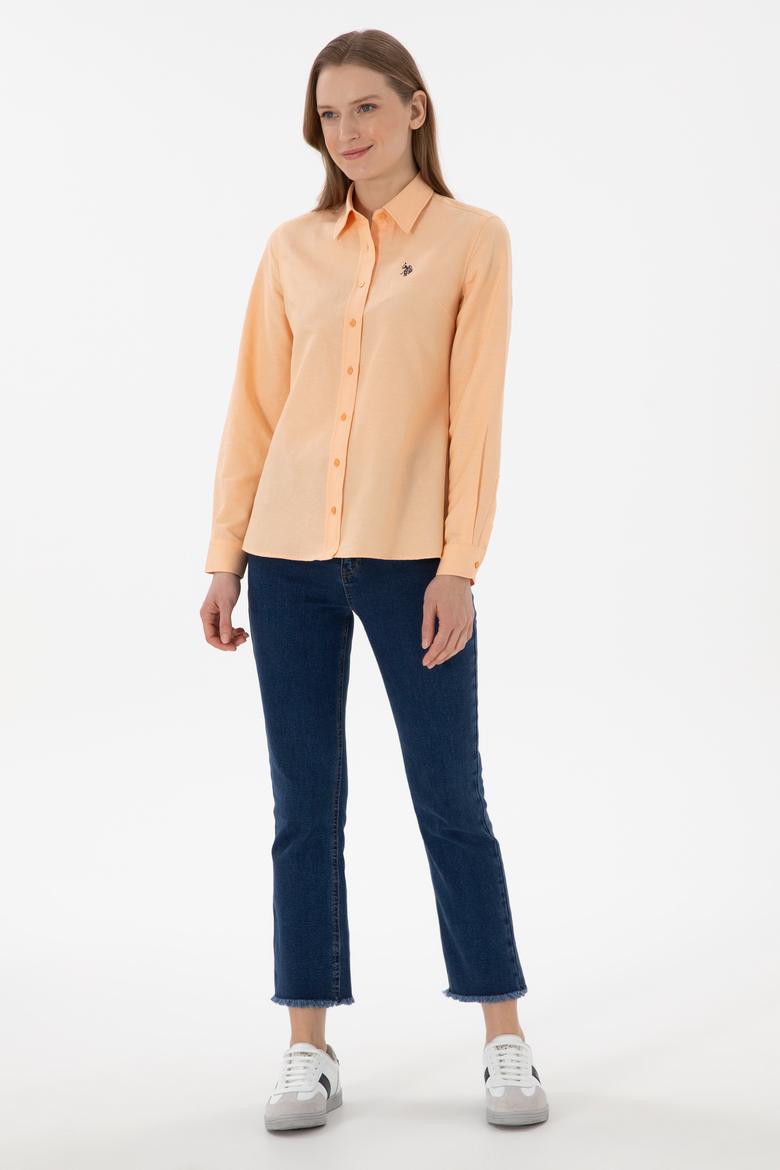 Kadın Turuncu Uzun Kollu Basic Gömlek - 50307726109