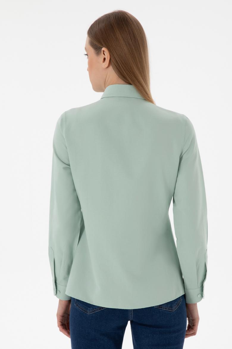 Kadın Su Yeşili Uzun Kollu Basic Gömlek - 50307726101