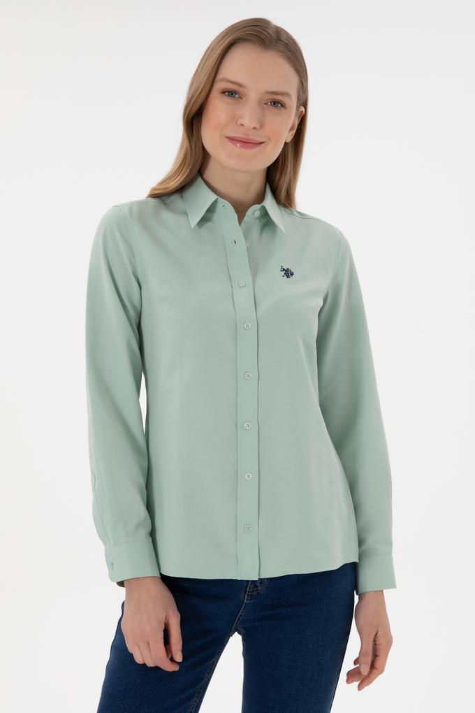 Kadın Su Yeşili Uzun Kollu Basic Gömlek