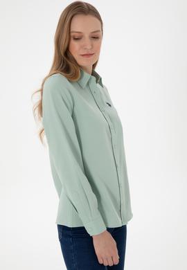Kadın Su Yeşili Uzun Kollu Basic Gömlek - 50307726101