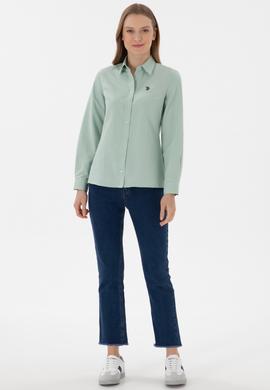 Kadın Su Yeşili Uzun Kollu Basic Gömlek - 50307726101