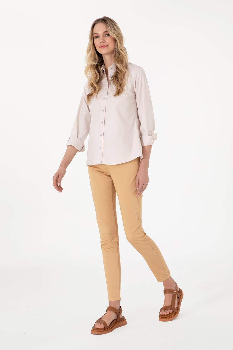 Kadın Taş Uzun Kollu Basic Gömlek - 50295710083