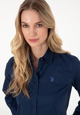 Kadın Lacivert Uzun Kollu Basic Gömlek - 50283986056