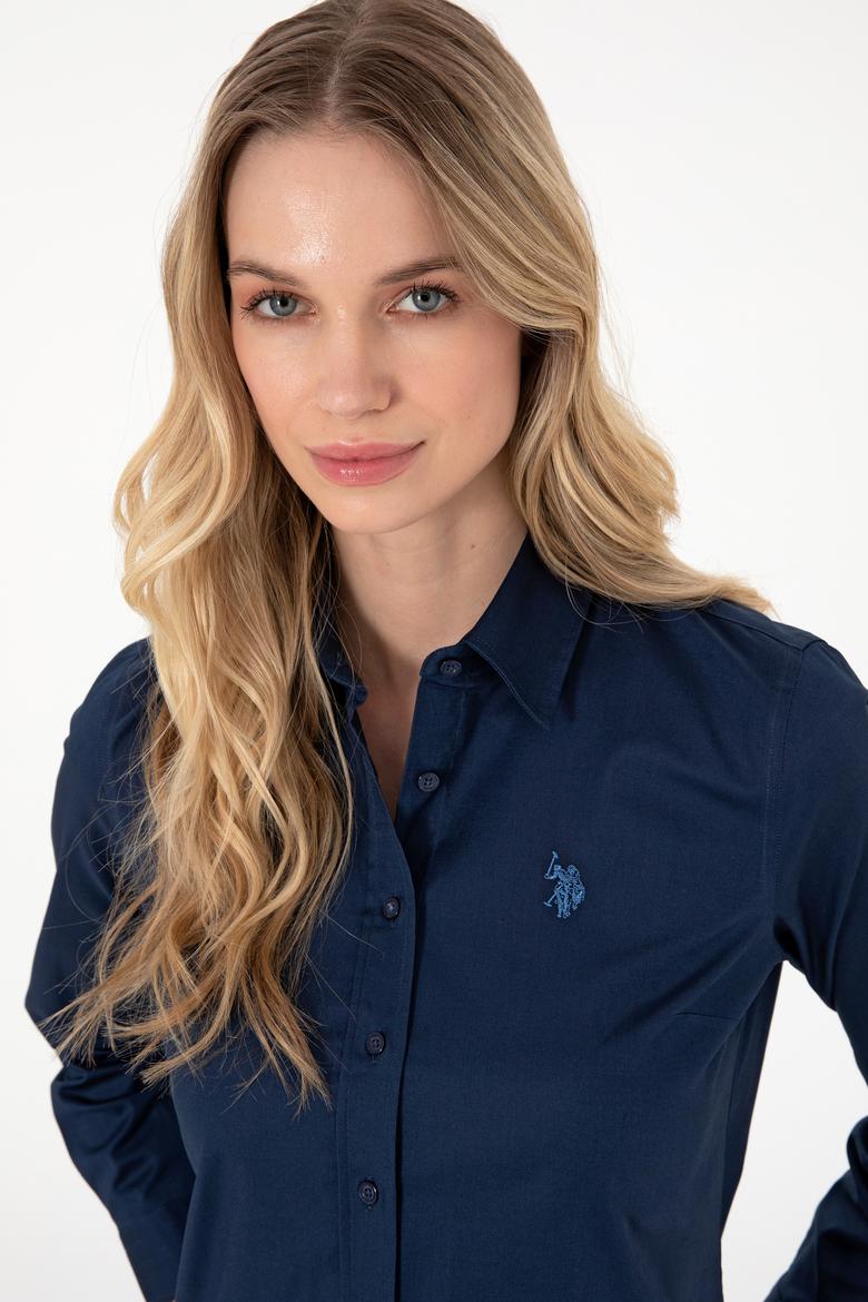 Kadın Lacivert Uzun Kollu Basic Gömlek - 50283986056