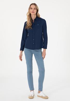Kadın Lacivert Uzun Kollu Basic Gömlek - 50283986056