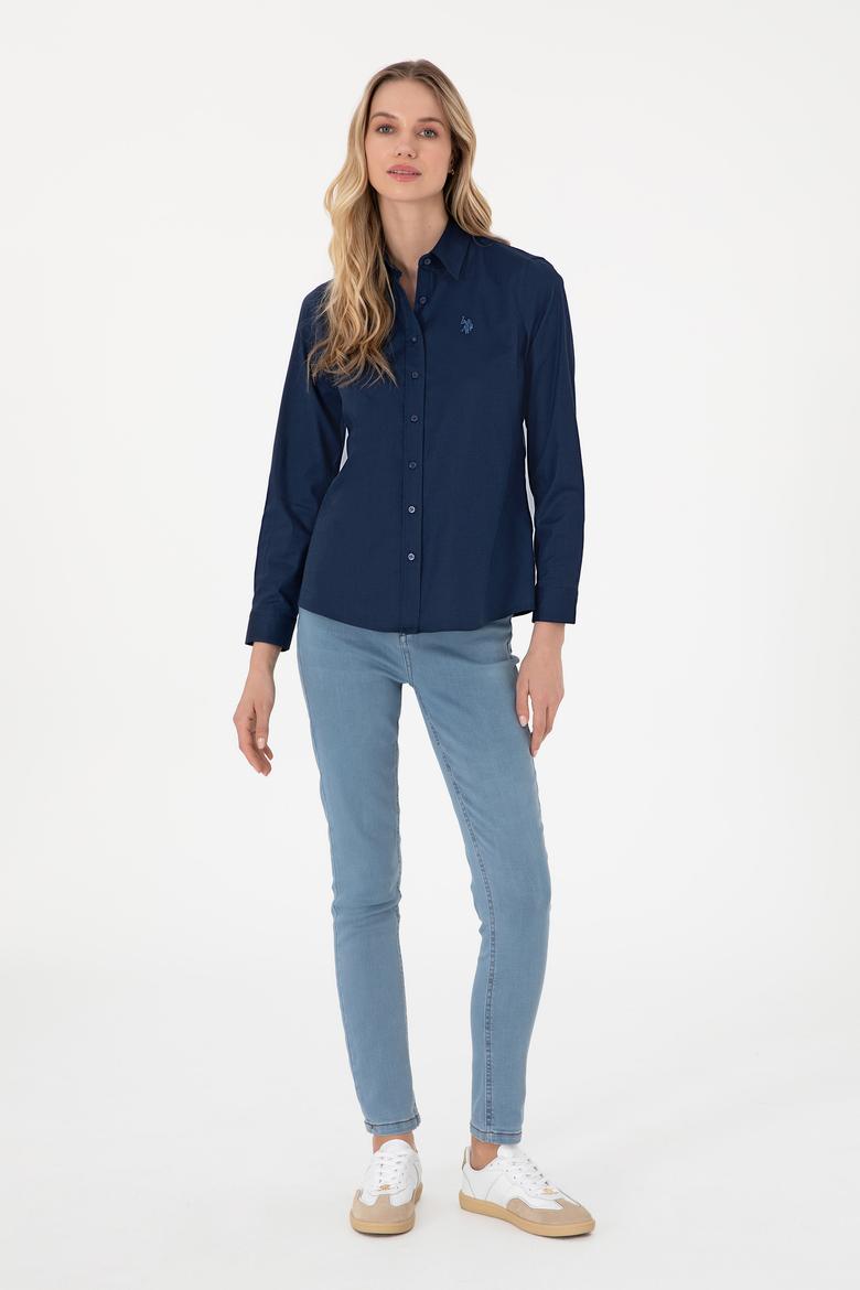 Kadın Lacivert Uzun Kollu Basic Gömlek - 50283986056