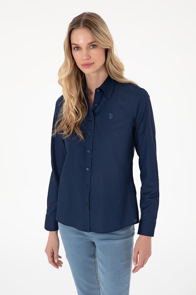 Kadın Lacivert Uzun Kollu Basic Gömlek