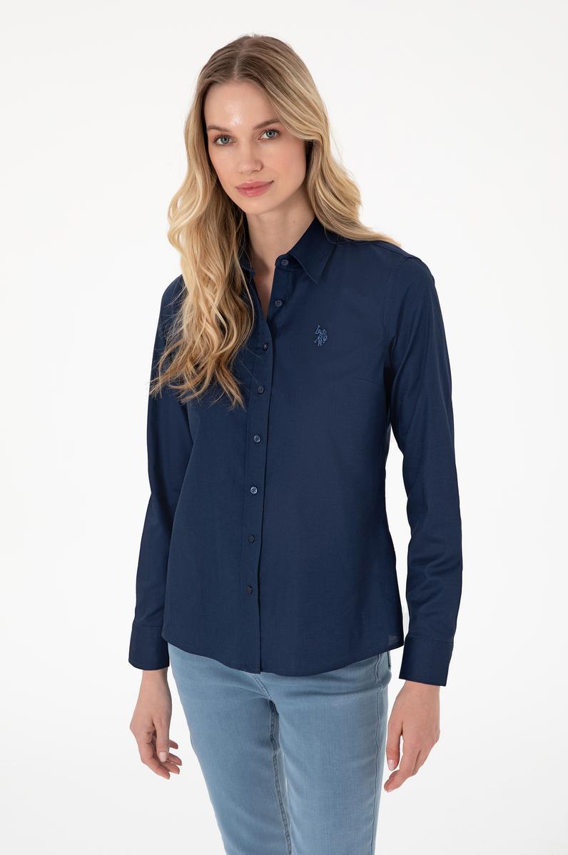 Kadın Lacivert Uzun Kollu Basic Gömlek