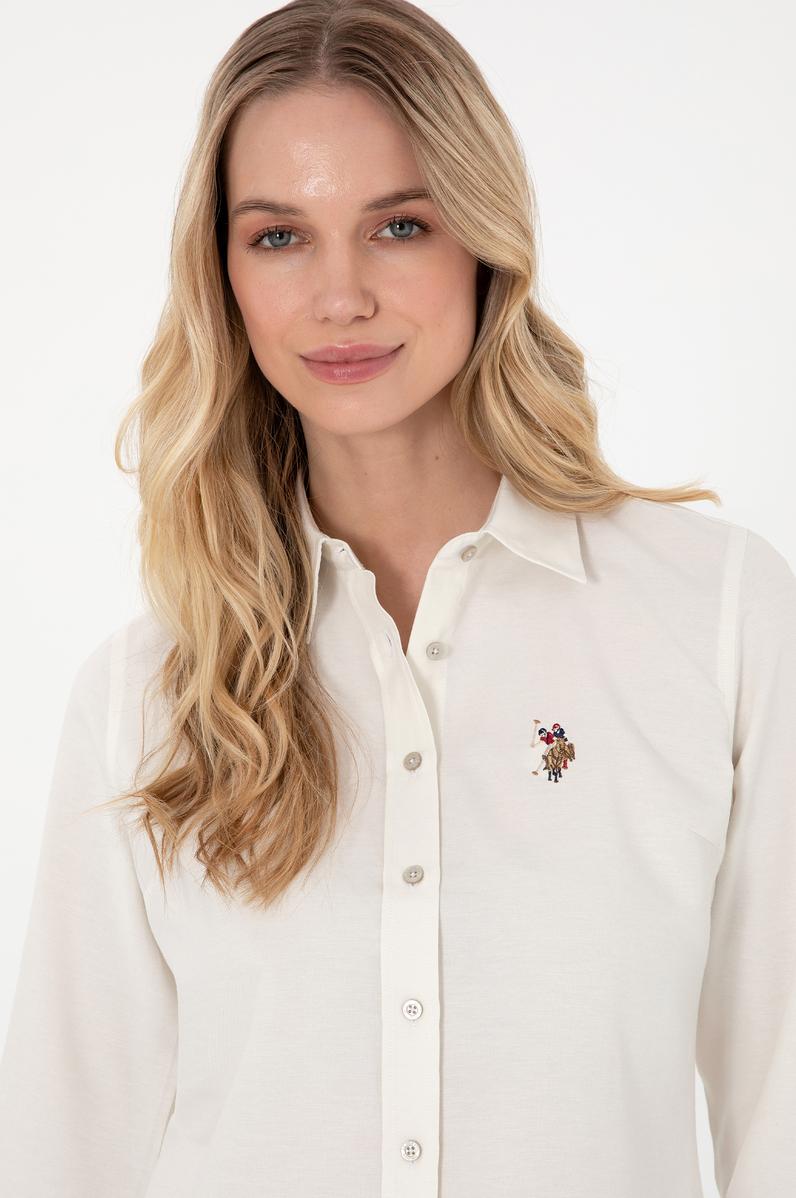 Kadın Krem Uzun Kollu Basic Gömlek