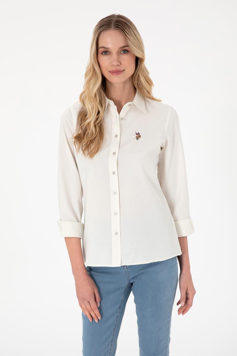 Kadın Krem Uzun Kollu Basic Gömlek
