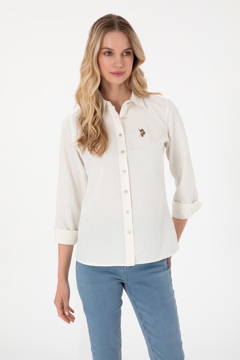Kadın Krem Uzun Kollu Basic Gömlek - 50295704077