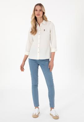Kadın Krem Uzun Kollu Basic Gömlek - 50295704077