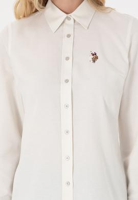 Kadın Krem Uzun Kollu Basic Gömlek - 50295704077