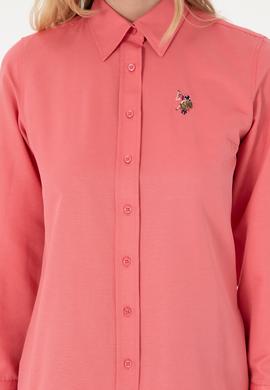 Kadın Pembe Uzun Kollu Basic Gömlek - 50298103058