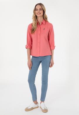 Kadın Pembe Uzun Kollu Basic Gömlek - 50298103058