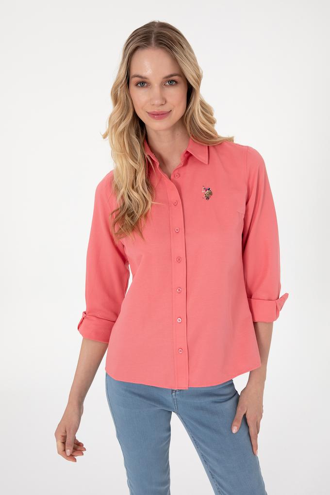 Kadın Pembe Uzun Kollu Basic Gömlek