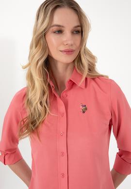 Kadın Pembe Uzun Kollu Basic Gömlek - 50298103058