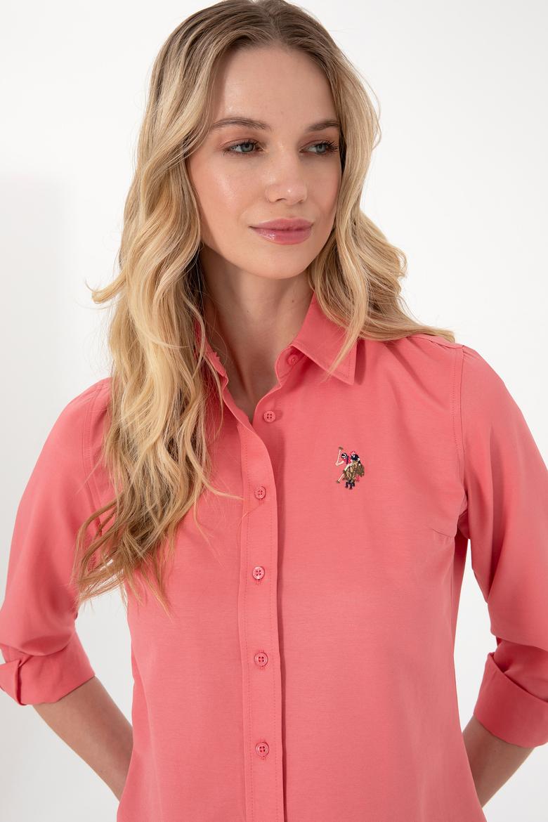 Kadın Pembe Uzun Kollu Basic Gömlek - 50298103058