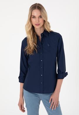 Kadın Lacivert Uzun Kollu Basic Gömlek - 50295639022
