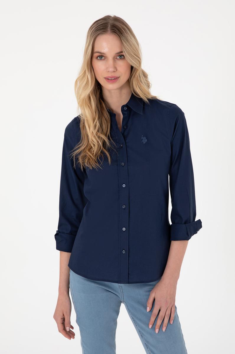 Kadın Lacivert Uzun Kollu Basic Gömlek