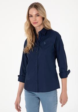 Kadın Lacivert Uzun Kollu Basic Gömlek - 50295639022