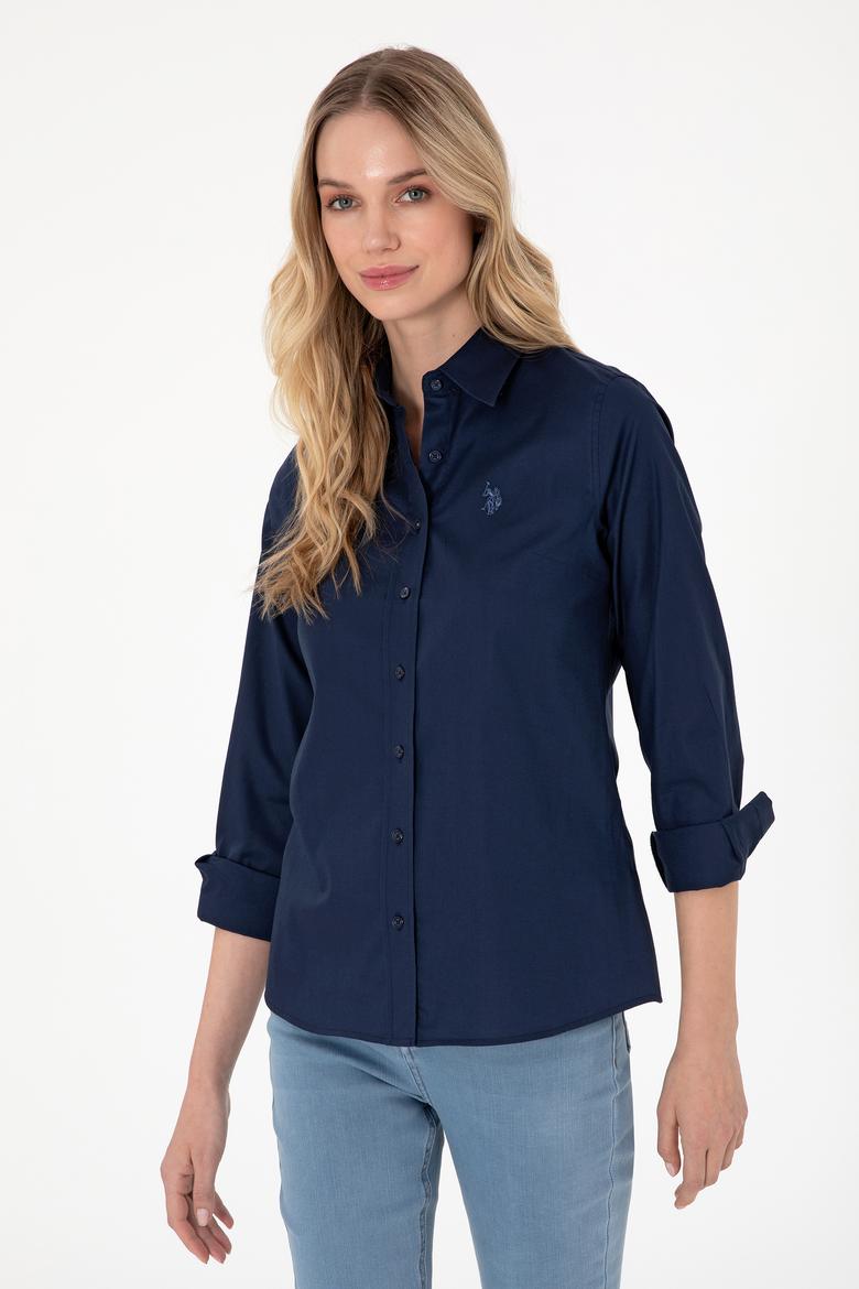 Kadın Lacivert Uzun Kollu Basic Gömlek - 50295639022