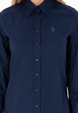 Kadın Lacivert Uzun Kollu Basic Gömlek - 50295639022