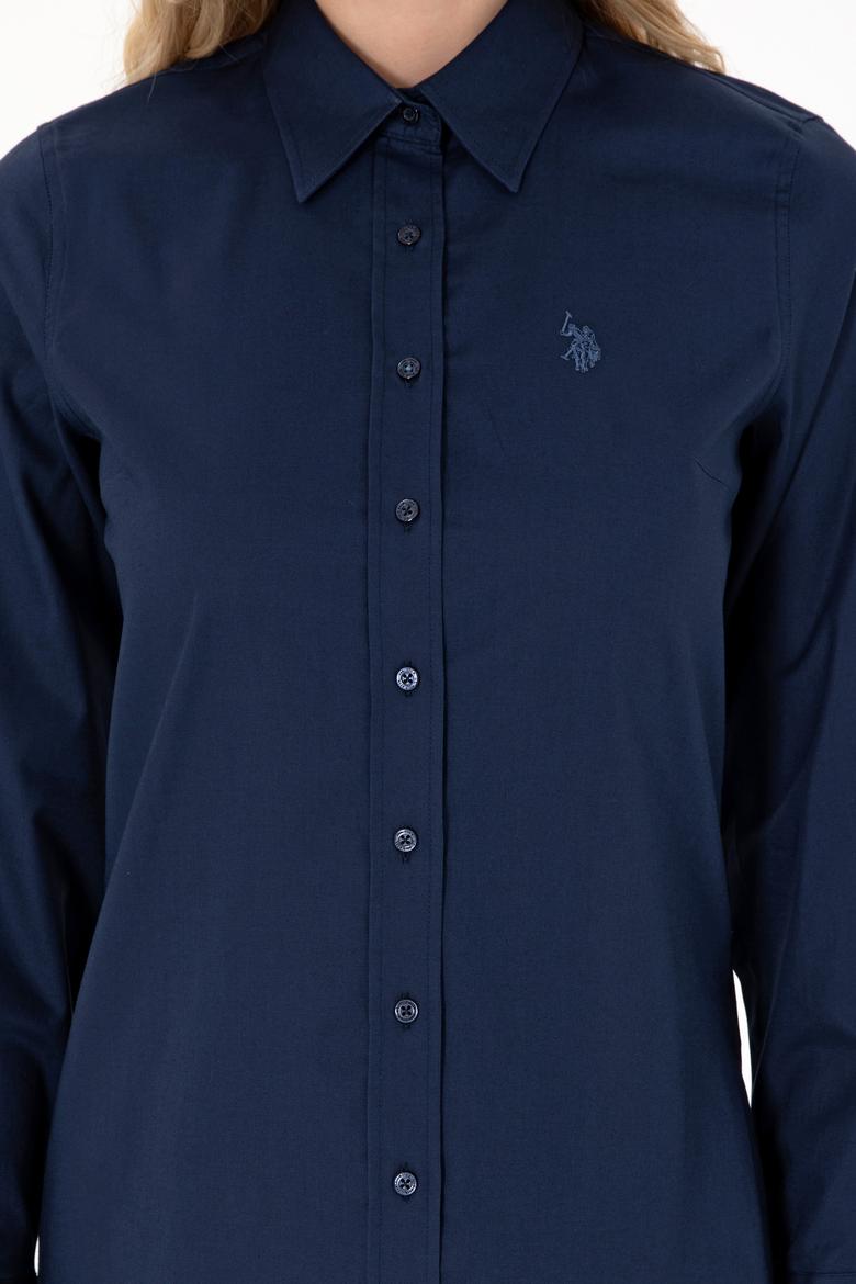 Kadın Lacivert Uzun Kollu Basic Gömlek - 50295639022