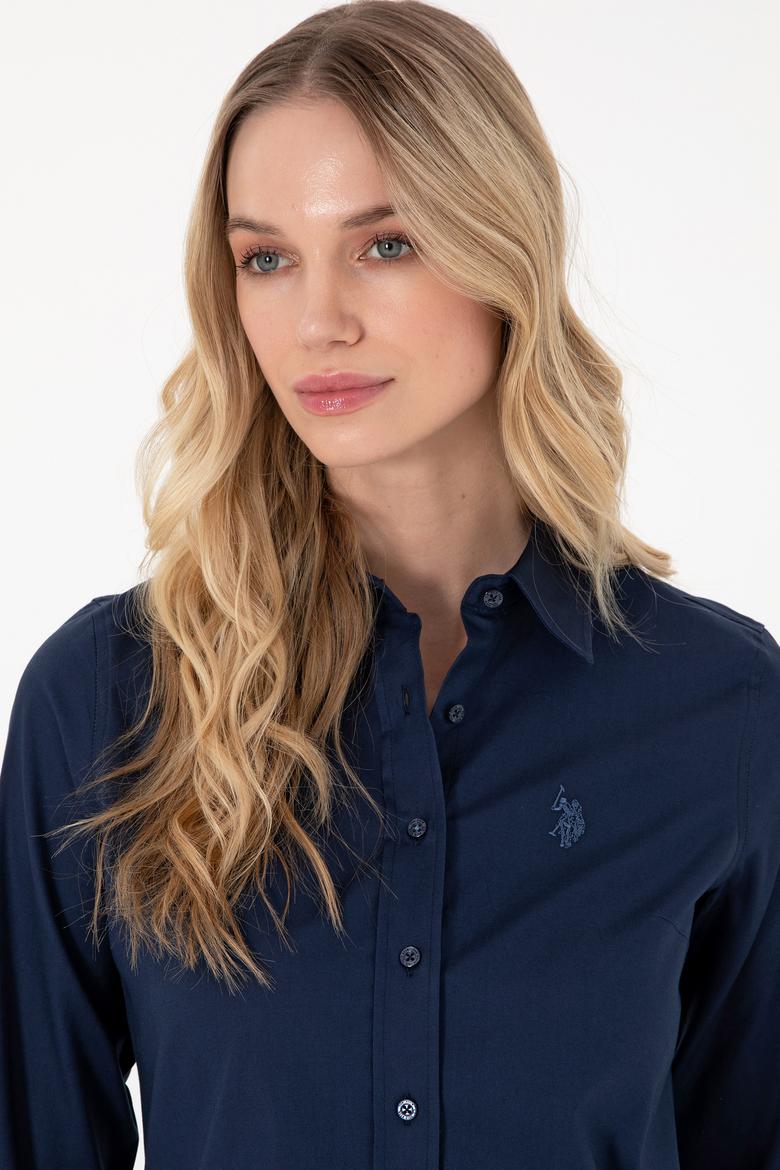 Kadın Lacivert Uzun Kollu Basic Gömlek - 50295639022