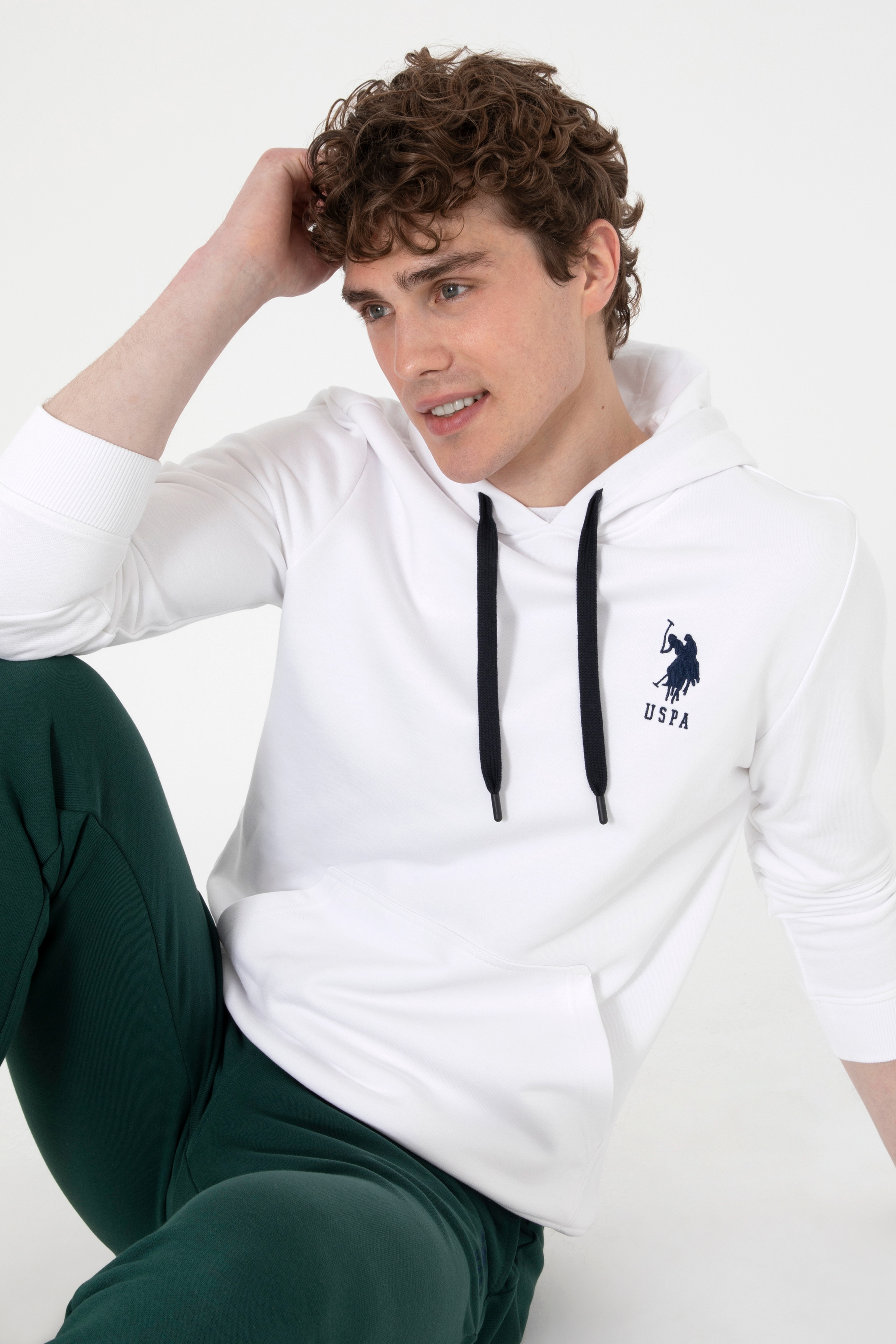 Erkek Beyaz Basic Sweatshirt - Image 3