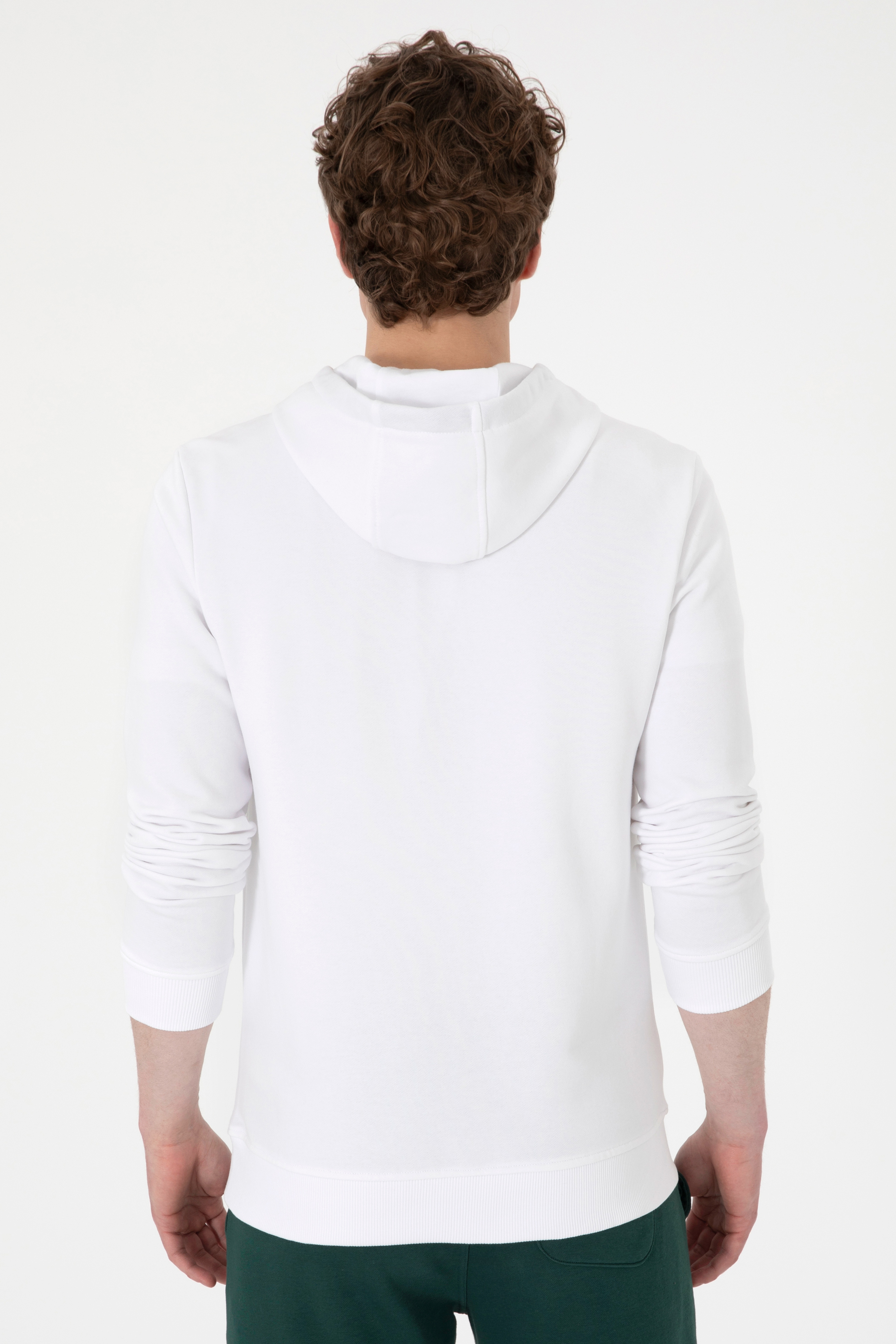 Erkek Beyaz Basic Sweatshirt
