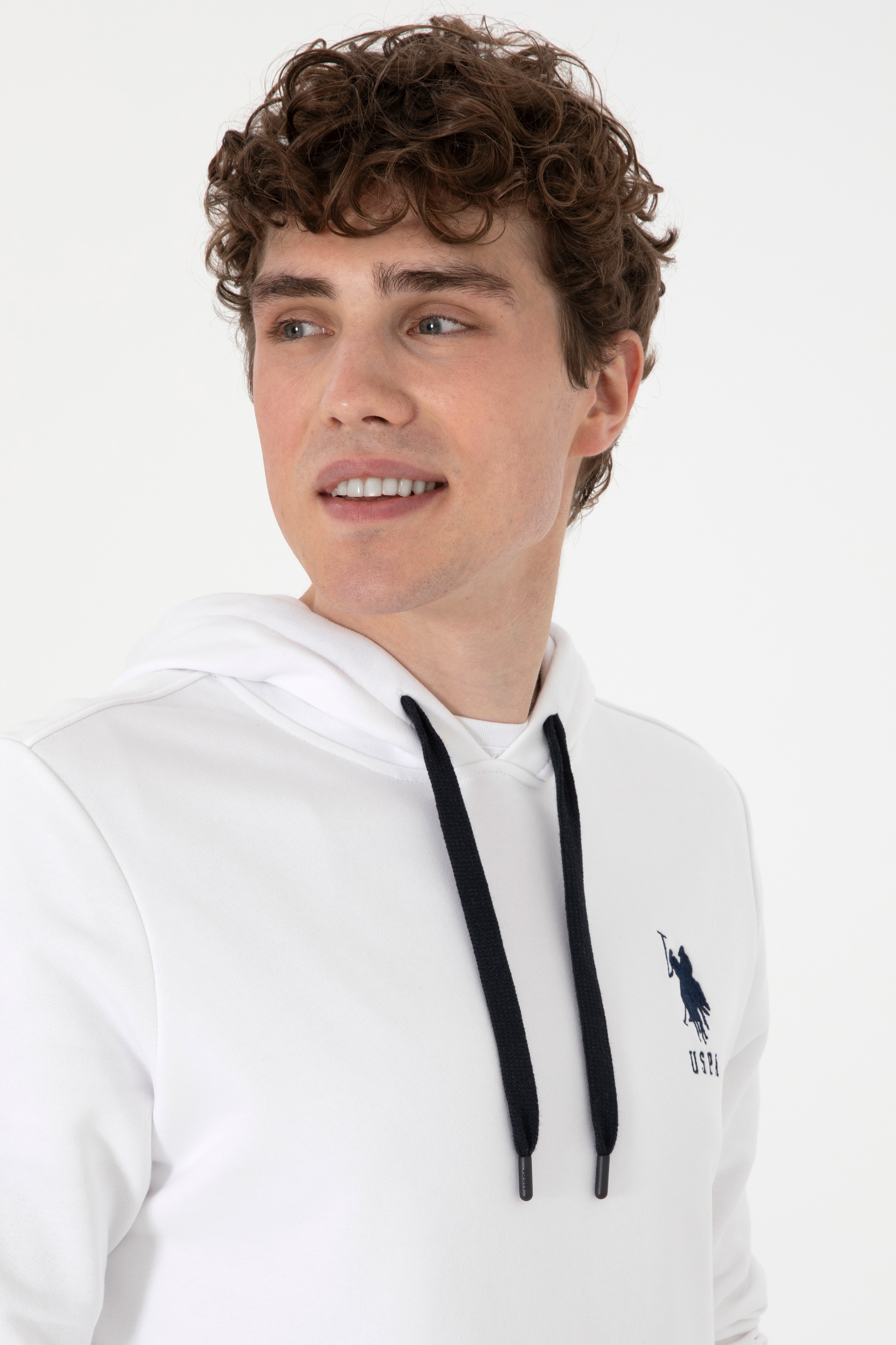 Erkek Beyaz Basic Sweatshirt - Image 2