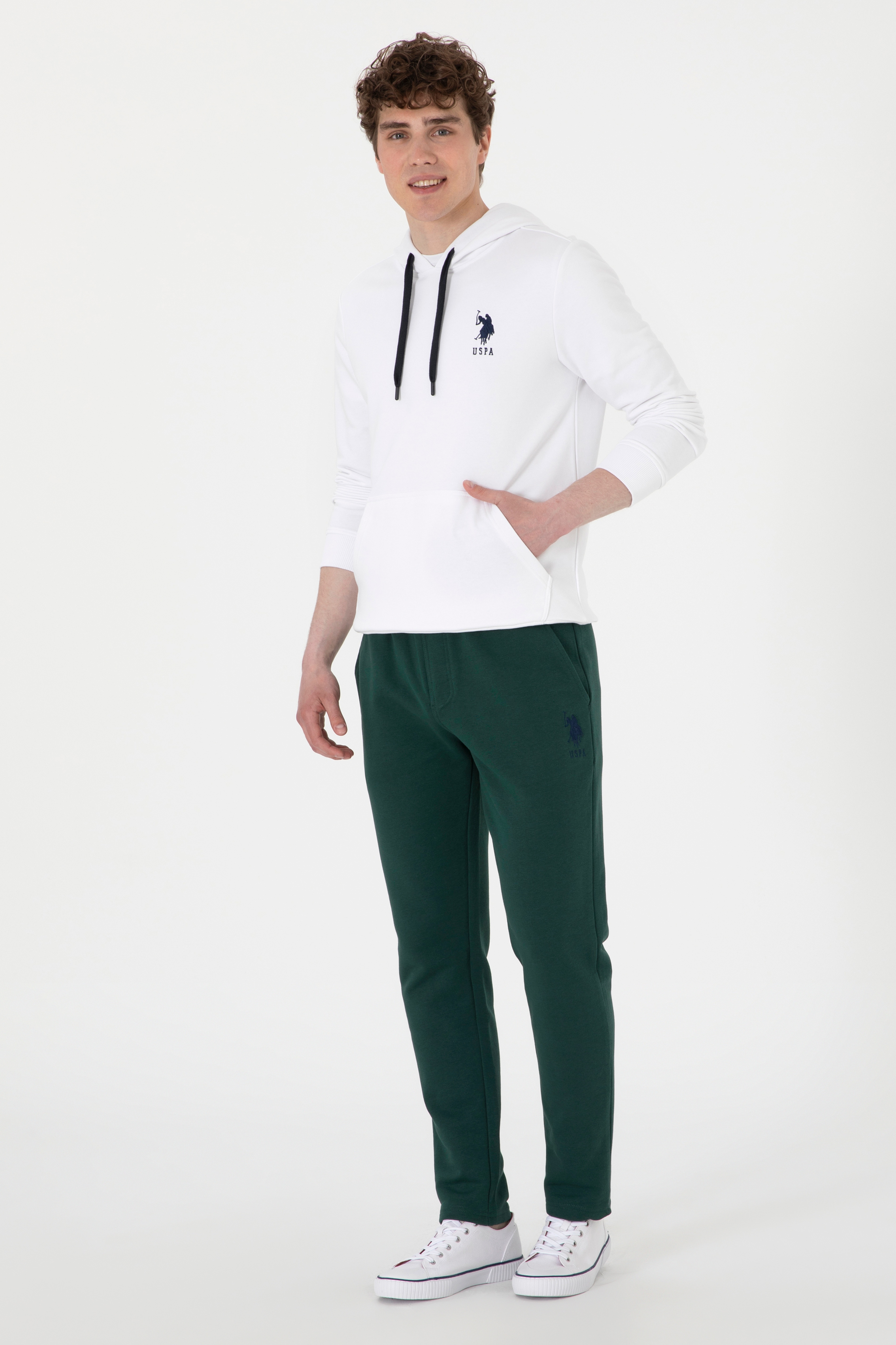 Erkek Beyaz Basic Sweatshirt - Image 5