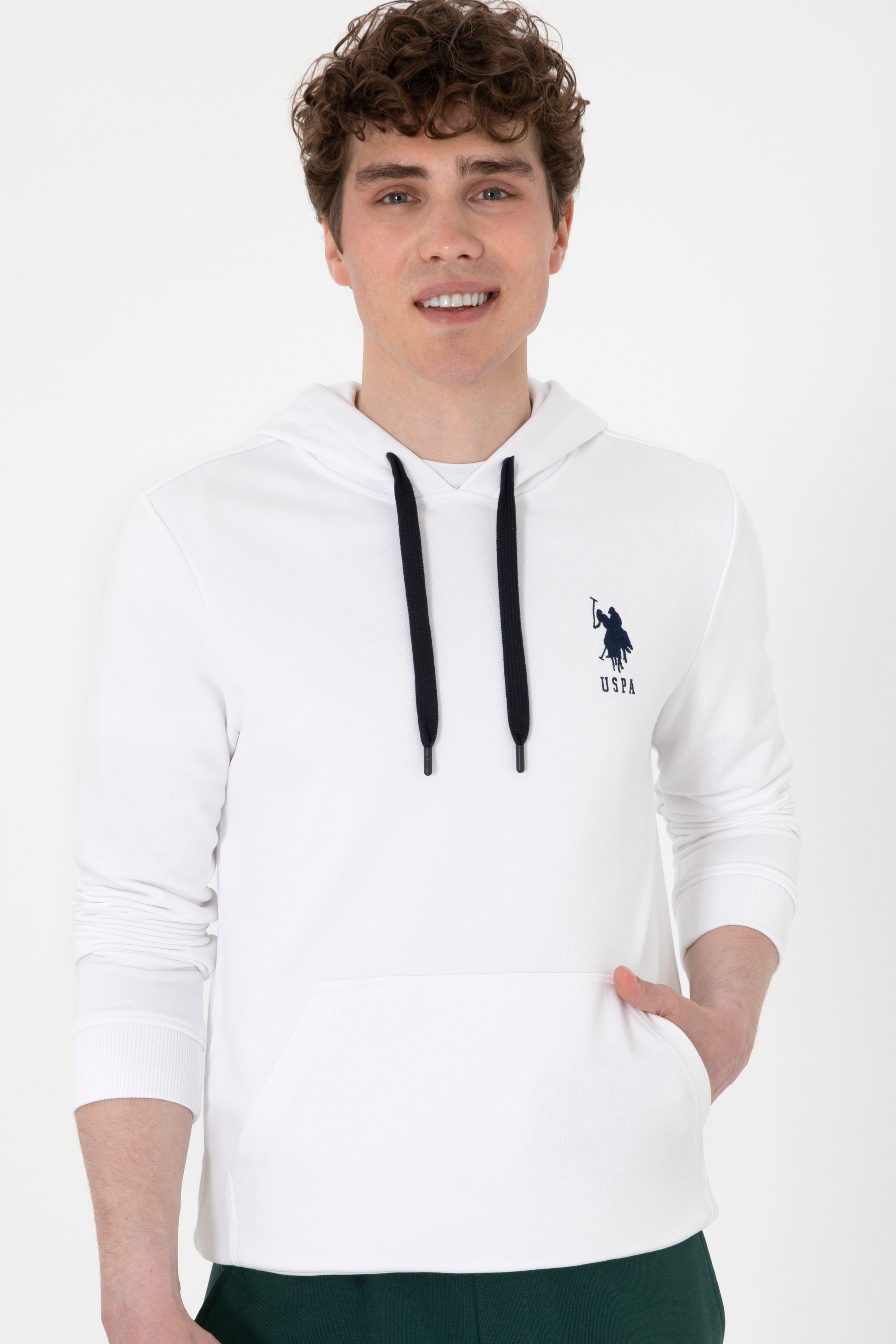Erkek Beyaz Basic Sweatshirt - Image 4