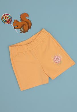 Kız Çocuk Turuncu Payetli Çiçek İşlemeli Örme Şort - 50301011020