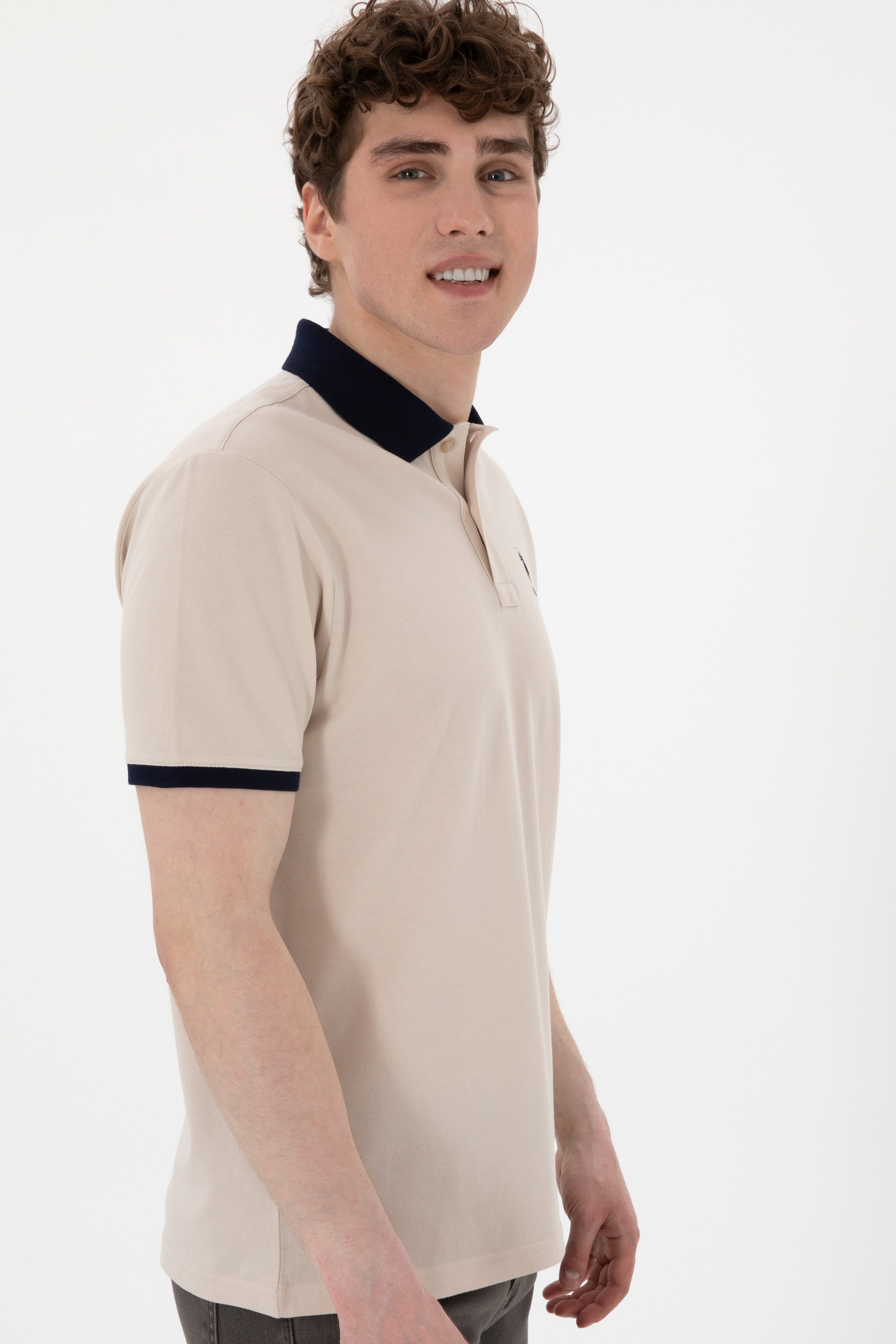 Erkek Regular Fit Polo Yaka Taş Basic Tişört - Image 4