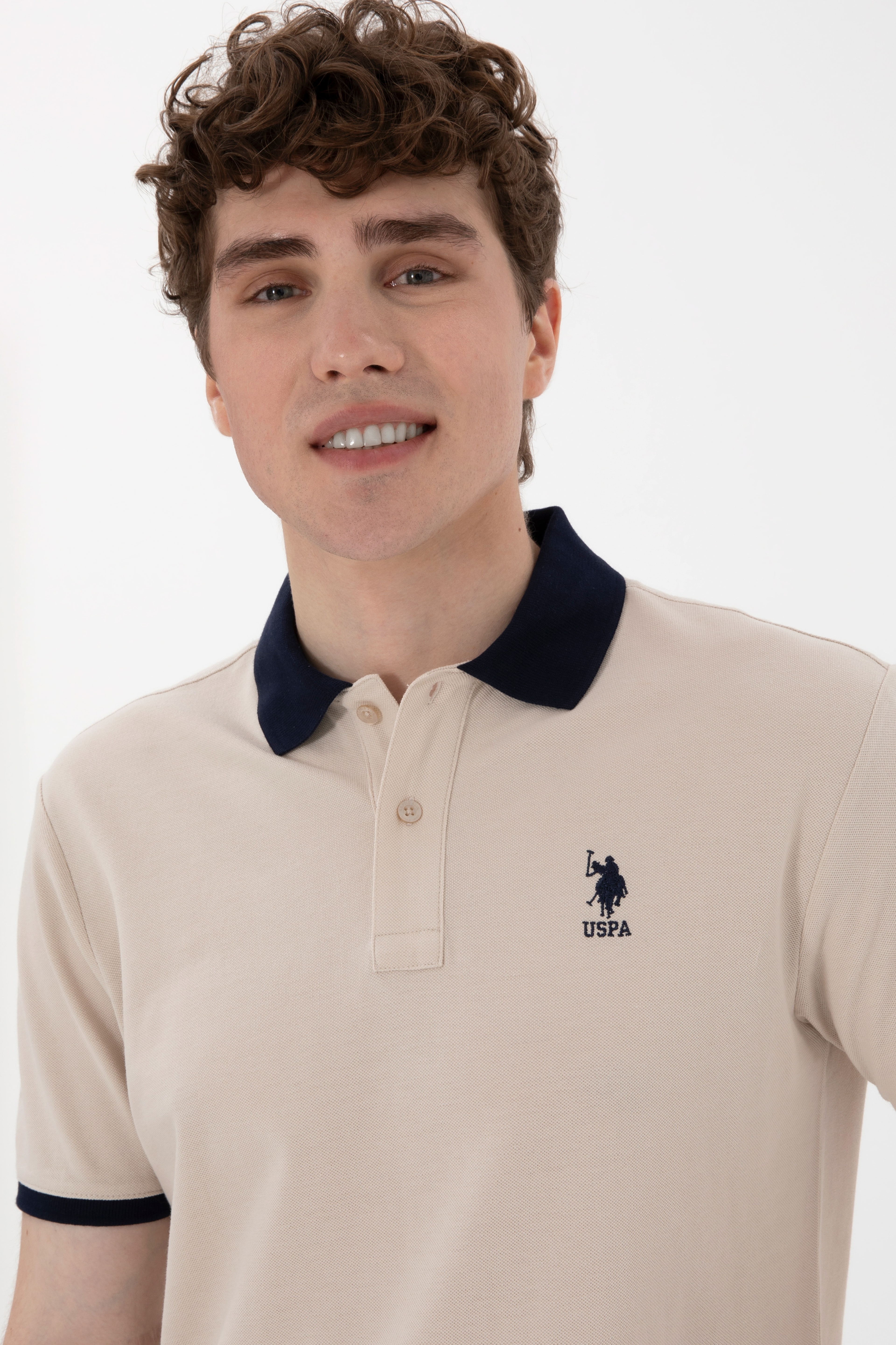 Erkek Regular Fit Polo Yaka Taş Basic Tişört - Image 3