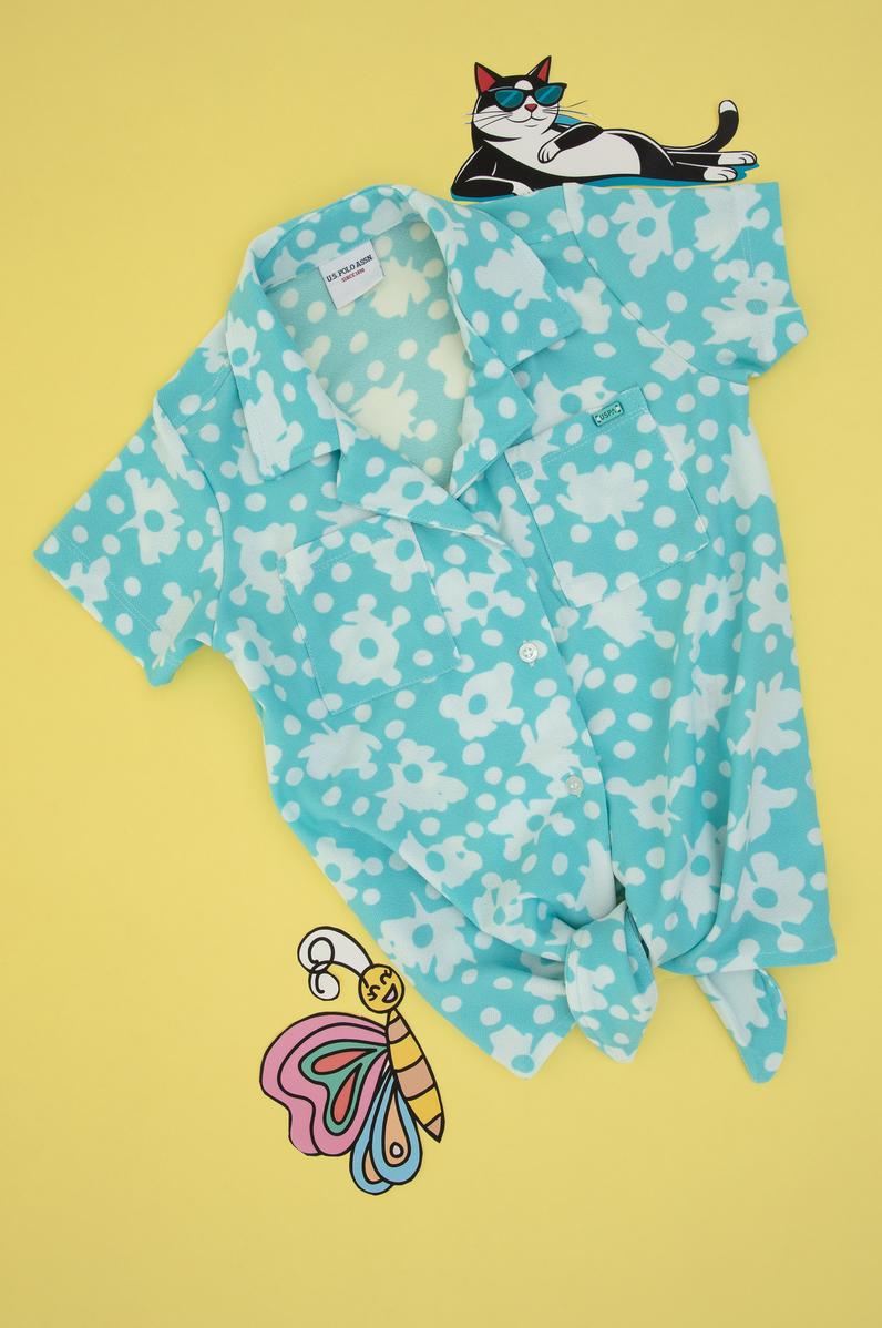 Kız Çocuk Mint Örme Gömlek